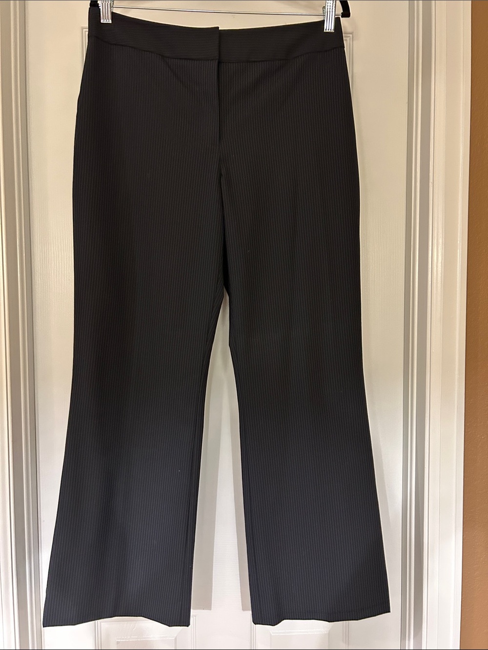 Women's Black Pinstripe Wide-Leg Trousers